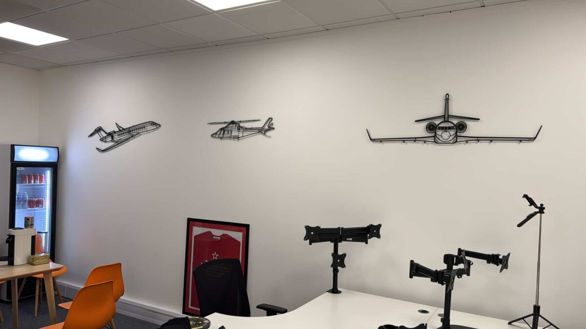 Main wall with three cool aircraft silhouettes