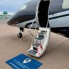 Private Jet with Ultimate Travel Mat at the base of the stairs